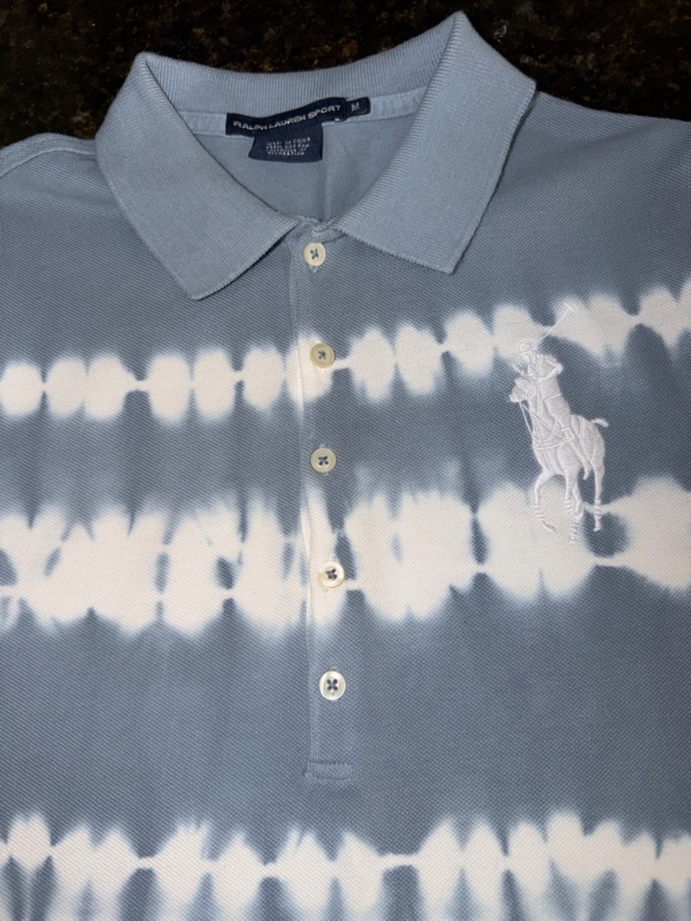 Ralph Lauren Women’s Tie-Dye Polo Shirt - Light Blue & White - Picture 2 of 3